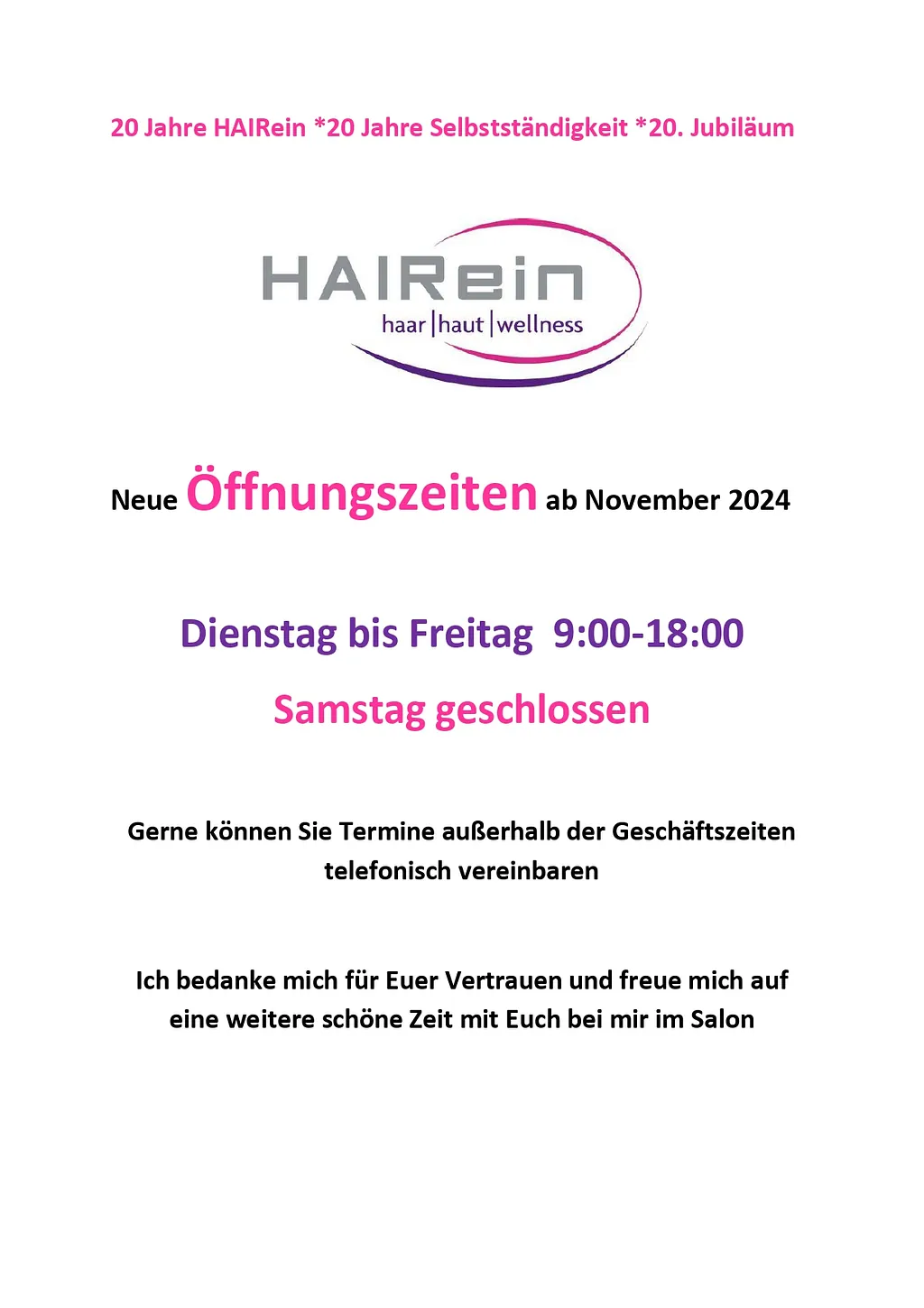 20 Jahre HAIRein